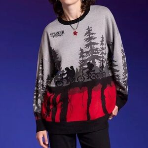 Stranger Things Hawkins & Upside Down Intarsia Sweater Hot‎ Topic